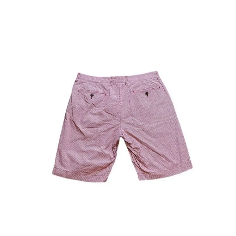 J. Crew Shorts Men's Size 34 Red White Gingham Plaid Check Flat Front Chino
